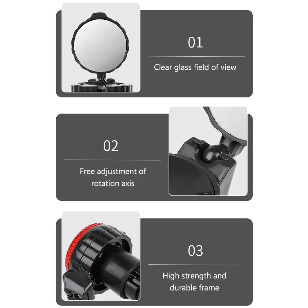 Espejos retrovisores de bicicleta negros, accesorios de ciclismo de acrílico ajustables, equipo de ciclismo giratorio de 360 grados - imagen 2