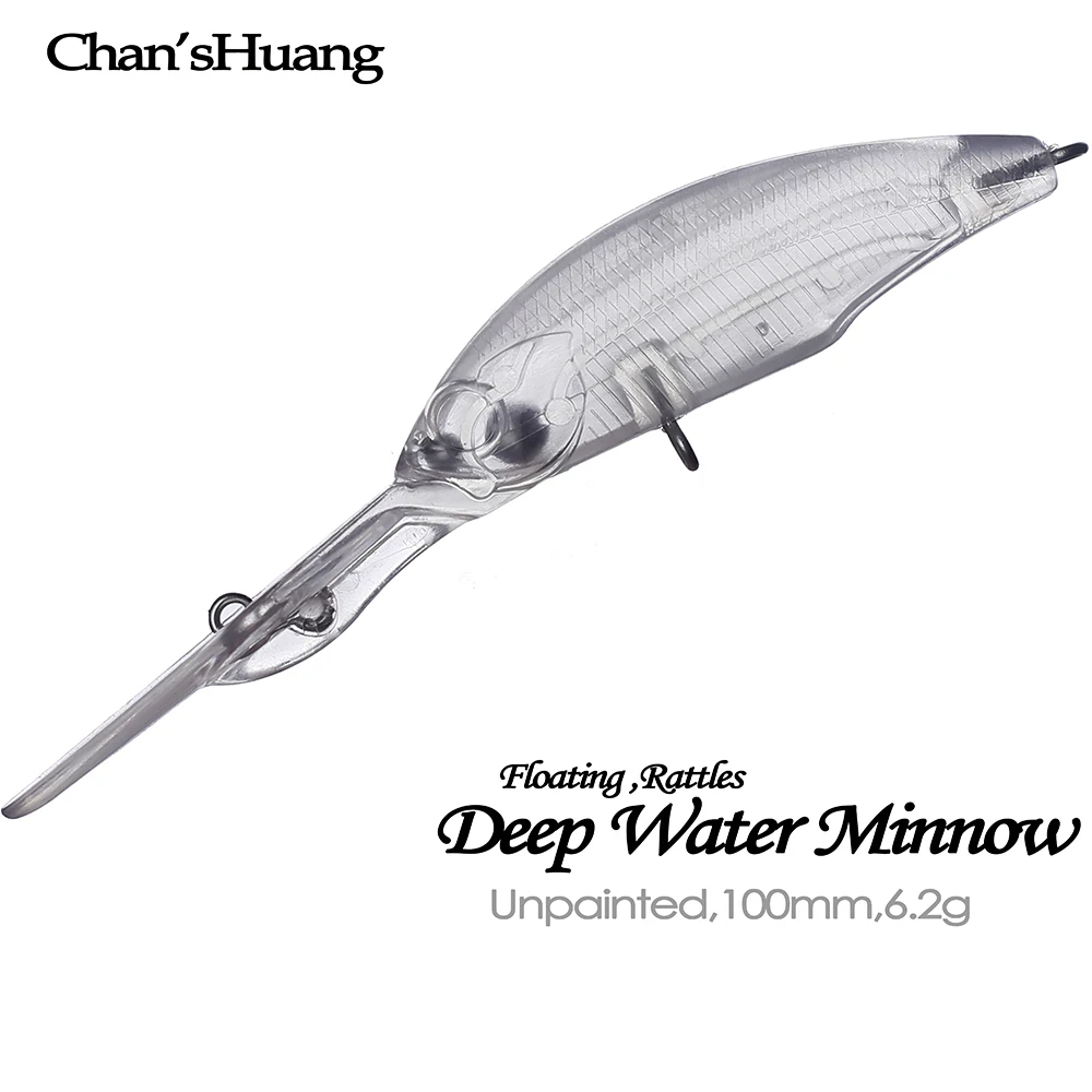 Chan'sHuang-Cebo en blanco sin pintar, cebo flotante de buceo en aguas profundas, piscardo, aparejos de señuelo de pesca hechos a mano, 100mm, 6,2g, 20 piezas