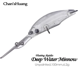 Chan'sHuang-Cebo en blanco sin pintar, cebo flotante de buceo en aguas profundas, piscardo, aparejos de señuelo de pesca hechos a mano, 100mm, 6,2g, 20 piezas