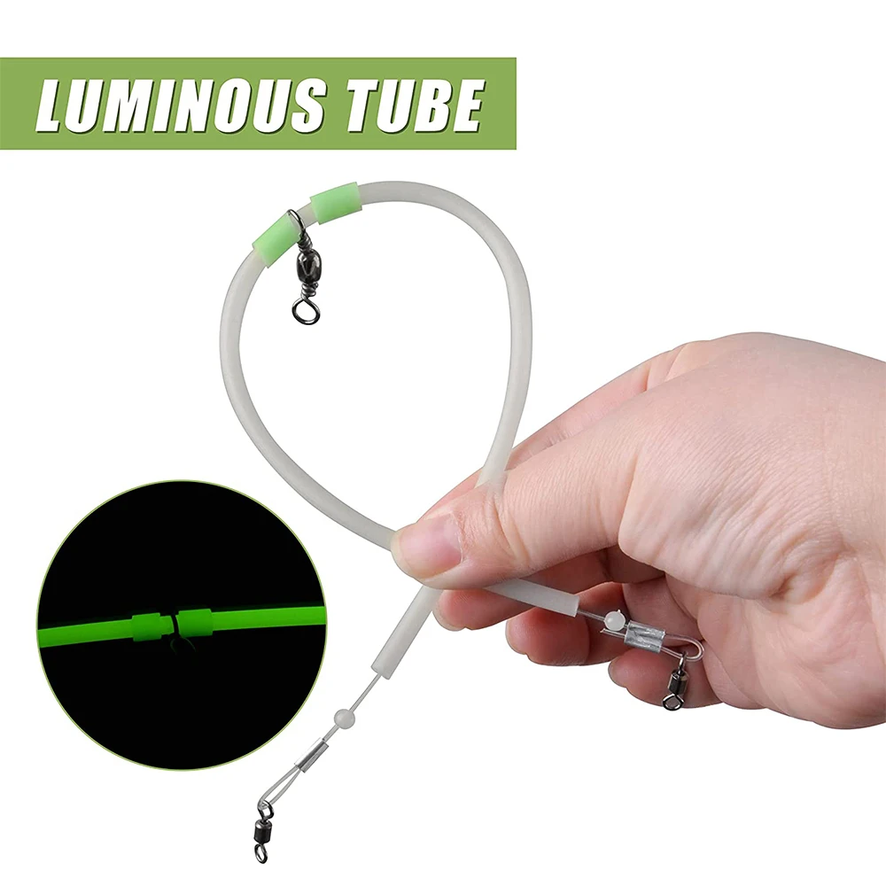 Conector de equilibrio de pesca luminoso, alimentador de 4 piezas, mangas antienredos, tubo con línea de cuentas giratoria, tubo luminoso, aparejos de pesca - imagen 5