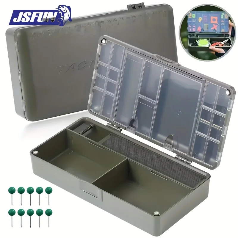 Caja de pesca de carpa, caja de equipo de pesca multiusos portátil, compartimentos, caja de pesca, equipo de pesca A725