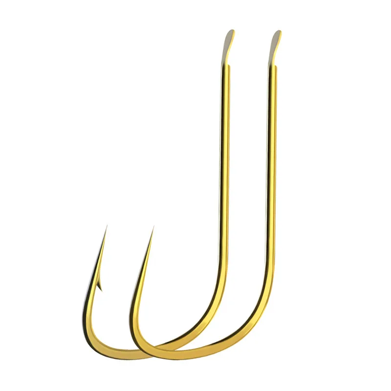 10 unids/pack anzuelos de pesca de acero rico en carbono anzuelos individuales dorados anzuelo de púas carpa accesorios de pesca de mar aparejos planos