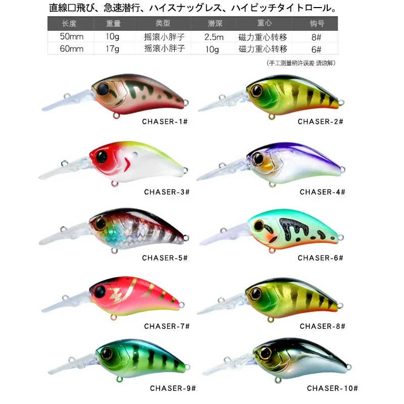 Señuelo de pesca flotante Crankbait 50mm/10g 60mm/17g Bass Pike cebo duro Jerkbait cebos de manivela profesionales - imagen 2
