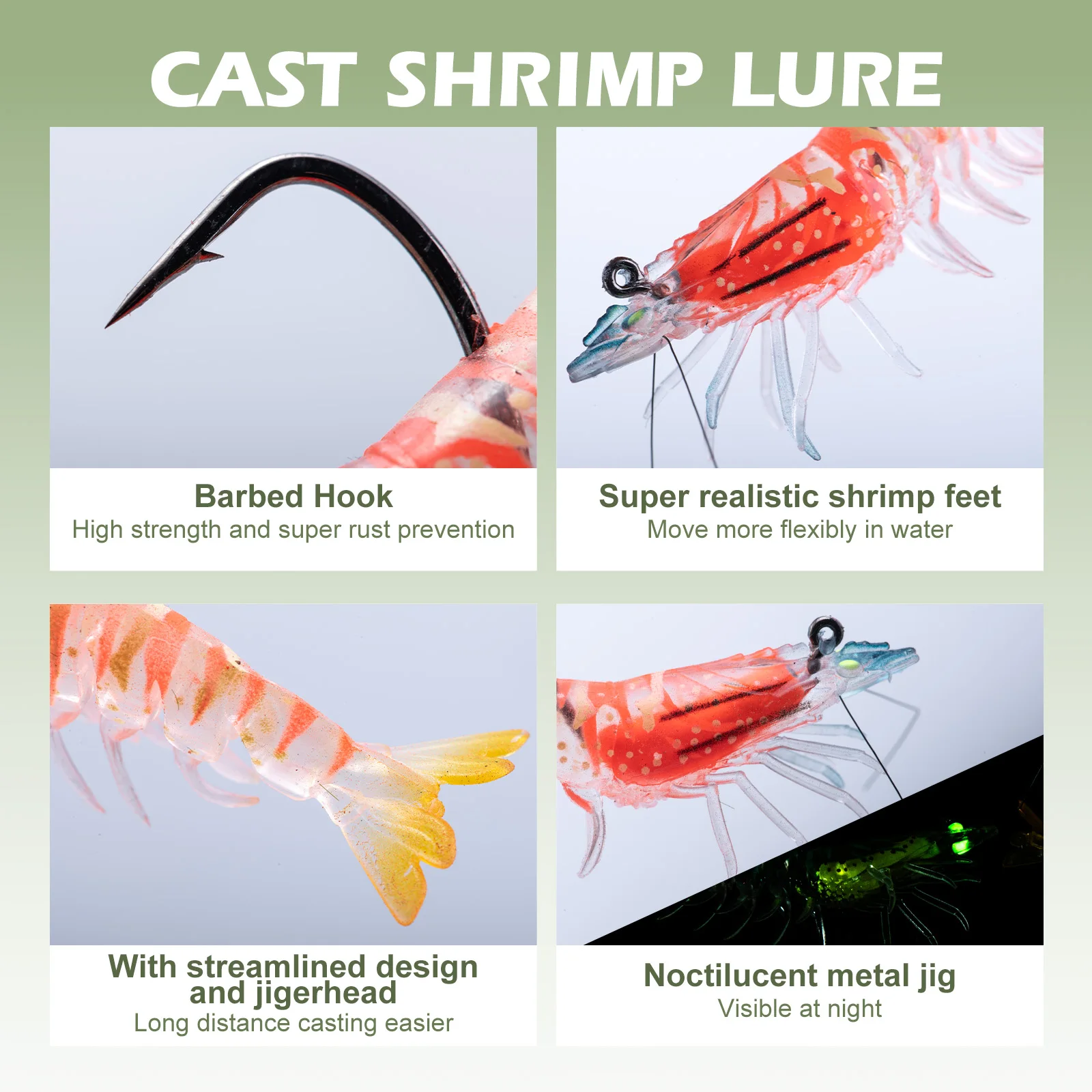 Goture 3 unids/caja cebo de pesca de camarón suave 12g 90mm con gancho señuelo suave agua salada lubina Swimbait aparejos de pesca - imagen 3