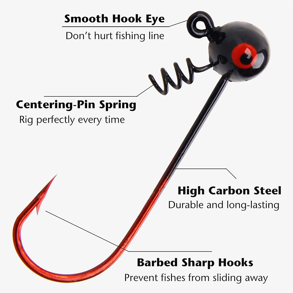 3 uds. De anzuelos de pesca, anzuelos para lubina, cabezales de plantilla de fútbol, plantillas de pesca con cabeza oscilante con bloqueo de tornillo, señuelos de pesca de gusanos, plantillas para lubina - imagen 4