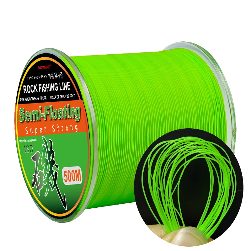 Línea de pesca de nailon monofilamento semiflegante de 500m, blanco, rosa, naranja, verde, amarillo, roca, señuelo de mar, accesorios de pesca - imagen 5