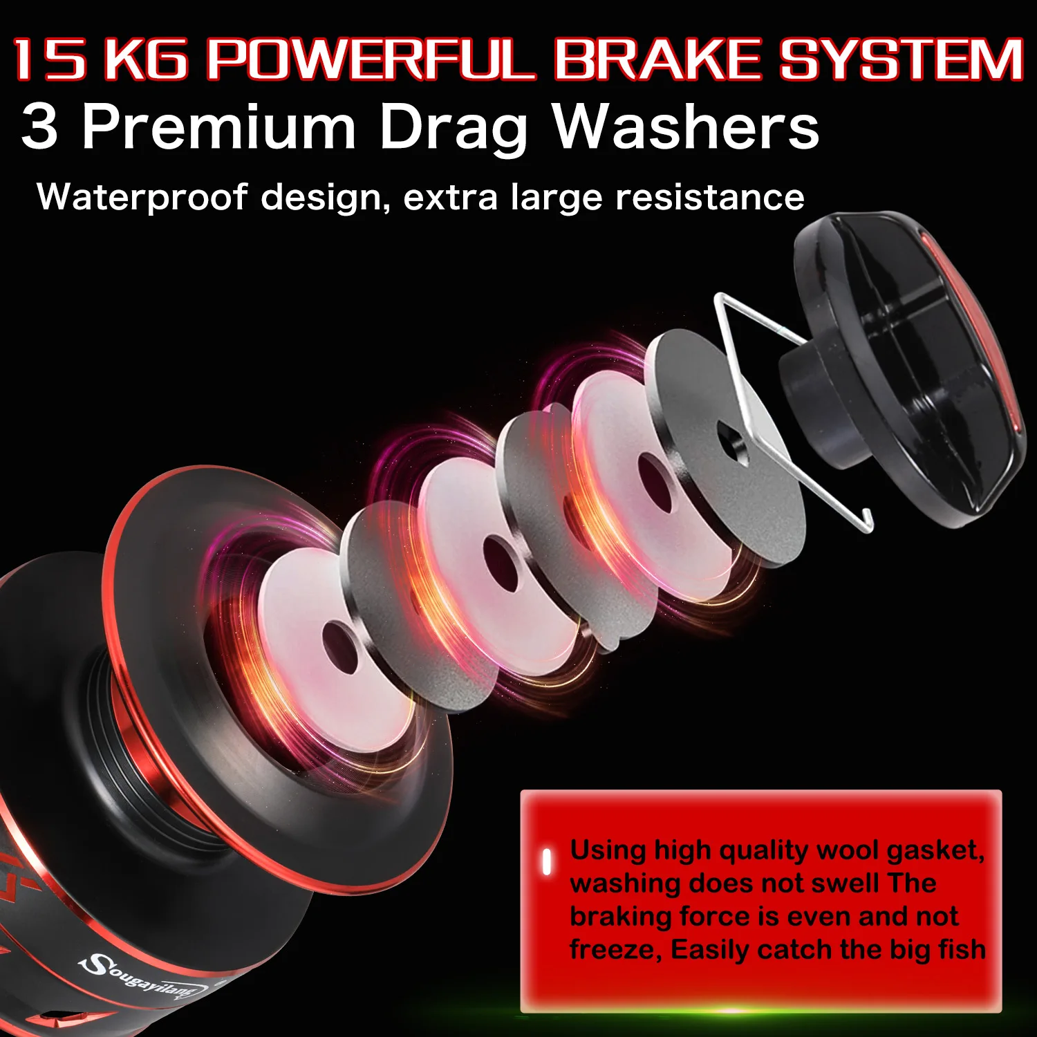 Sougayilang-carrete de pesca de carpa, accesorio de aleación de aluminio, anticolisión, arrastre máximo de 15KG, 12 + 1 BB, 4000-7000 - imagen 5