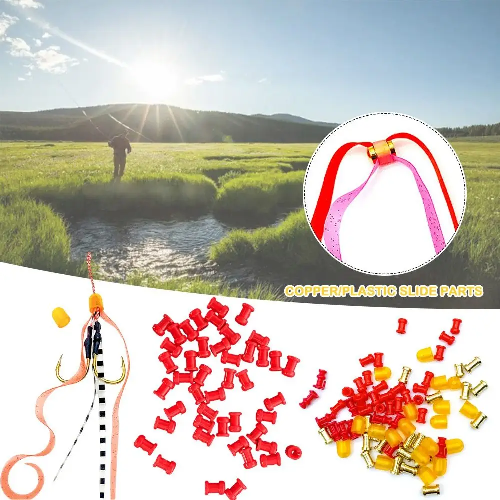 Equipo de pesca de agua salada, piezas deslizantes de cobre/plástico, faldas pargo, suministros de mantenimiento de mula, hilo de silicona Buzzbait, 30 Uds. - imagen 2