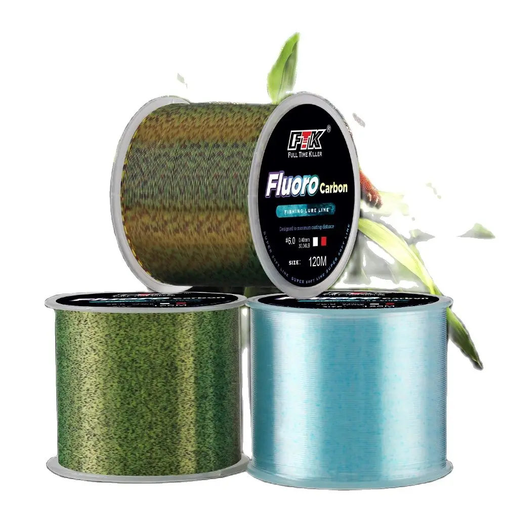 FTK-sedal de pescado con revestimiento de fluorocarbono, monofilamento 3D, punto blónico Invisible, línea de nailon suave súper fuerte, resistente al desgaste, 120m