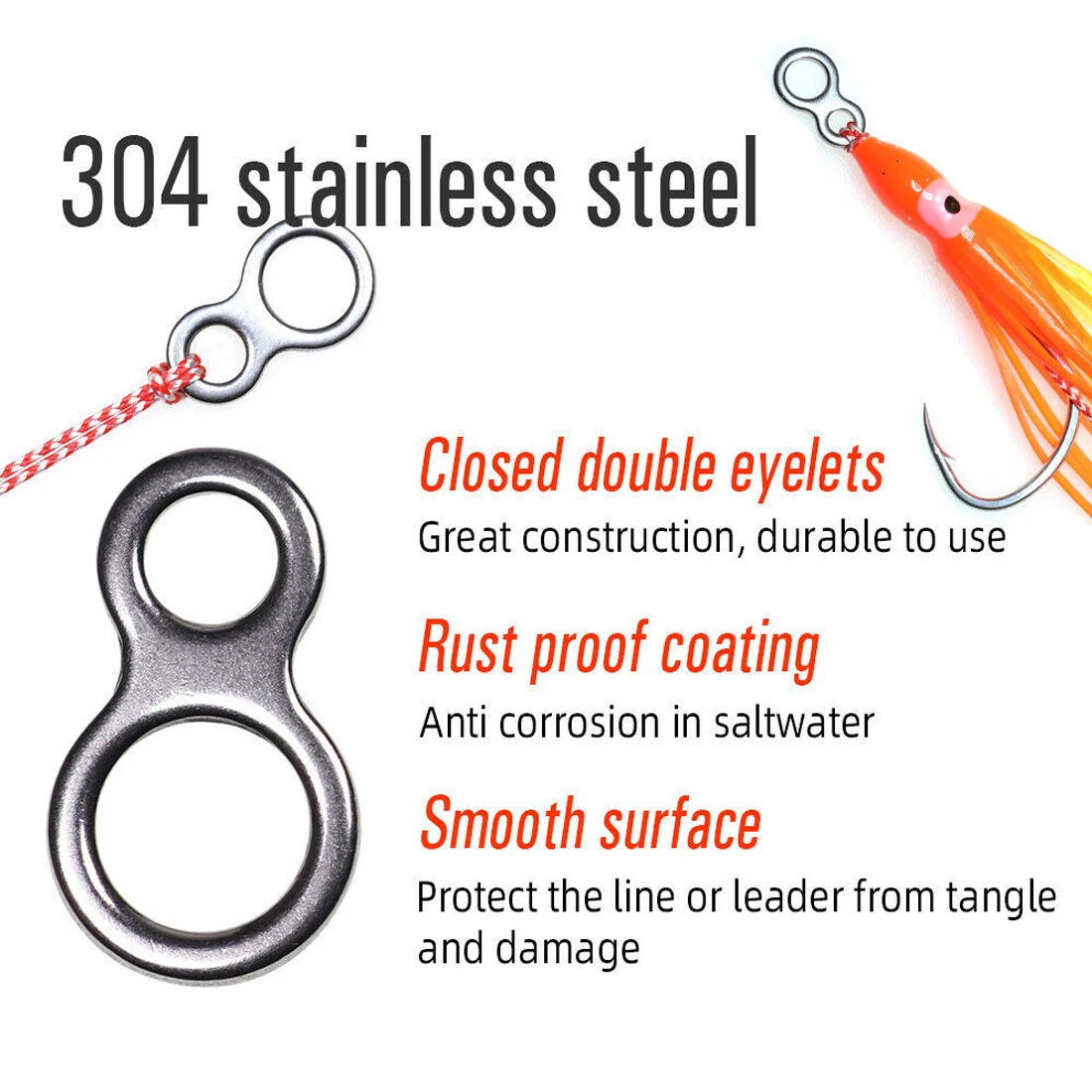 FishTrip 25 uds Jigging anillo sólido acero inoxidable pesca conector resistente Terminal aparejos - imagen 3
