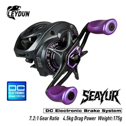 Carrete de pesca Leydun SEAYUR DC 7,2: 1 6 + 1BB arrastre máximo 4,5 kg Control Digital carrete de agua dulce y salada de fundición larga bobina de pesca Baitcasting