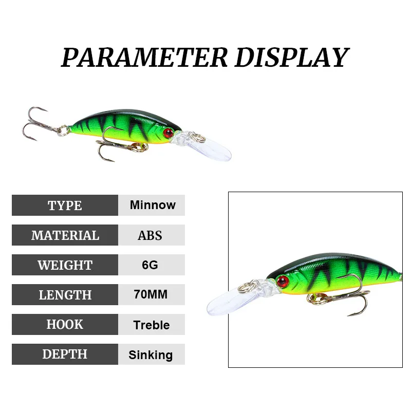 Señuelo De Pesca De manivela, cebo Wobbler De 7cm/6g, Minnow Isca Artificial, señuelo De manivela, aparejo De Pesca De Lucio - imagen 2