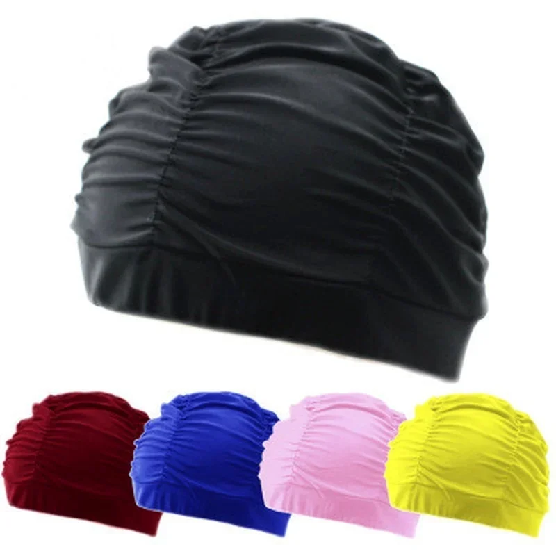 Gorro de natación de nailon elástico para invierno, gorro de tela para proteger las orejas, pelo largo, deportivo, para piscina, talla libre, gorro de baño - imagen 3