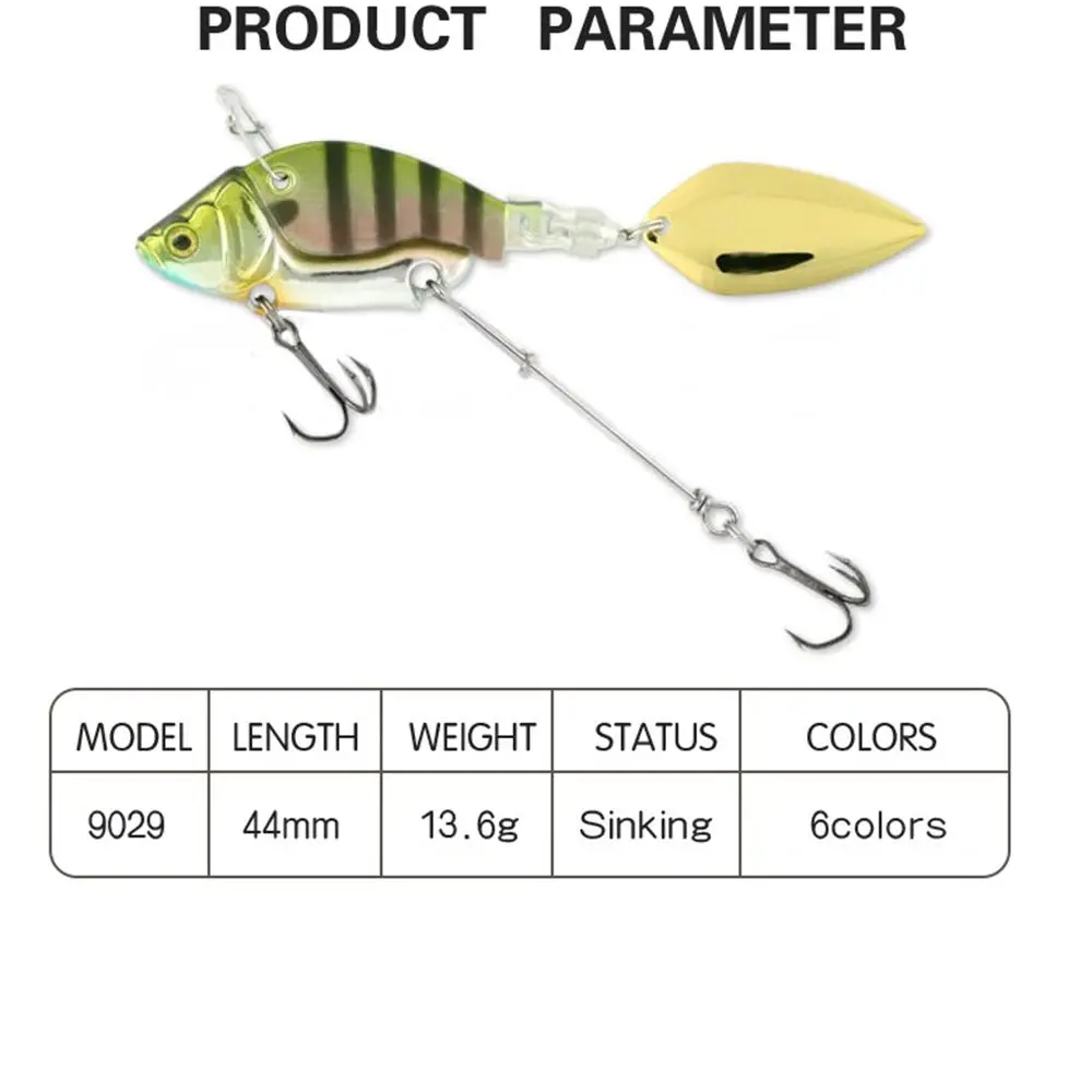 Señuelo VIB de pesca de Metal, cebo giratorio de cola que se hunde, cebos Bibe para lubina, perca, Crankbait duro de tiro largo, 44mm/13,6g - imagen 4