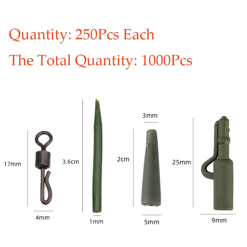 Accesorios de Pesca de carpa, Clip de plomo, mangas antienredos de goma giratorias de cambio rápido, aparejos de Pesca gruesos, 1000 Uds. - imagen 4