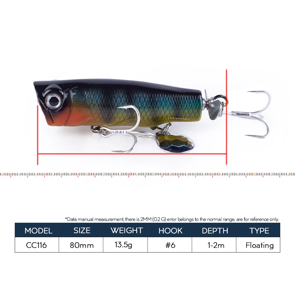 Hanlin-Señuelos de Pesca giratorios, cebos giratorios de 8CM y 13,5G, 5 piezas - imagen 2