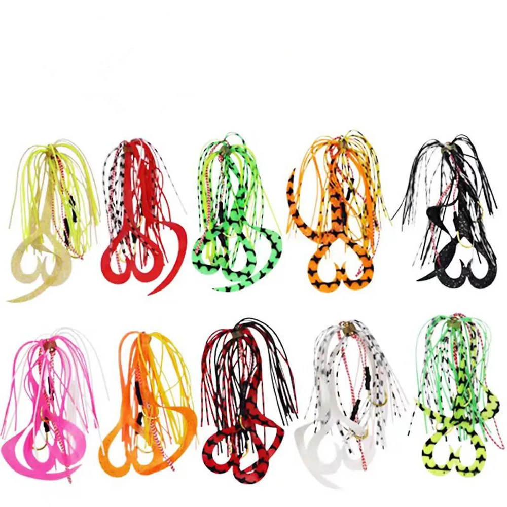 50 unids/lote falda de silicona cinturón aparejo de asistencia señuelo cebo barba pesca Inchiku gancho accesorios de mar aparejos de pesca