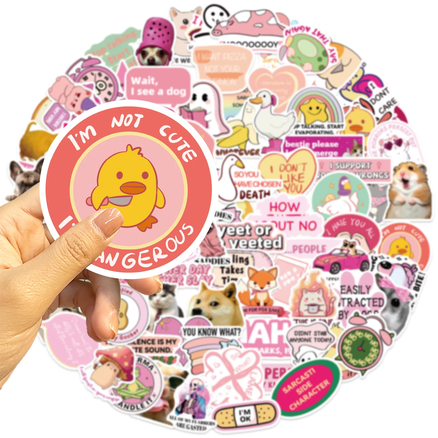 50/100 Uds. Pegatinas de grafiti de dibujos animados divertidos MEME rosa DIY teléfono guitarra portátil maleta taza pegatinas impermeables - imagen 3