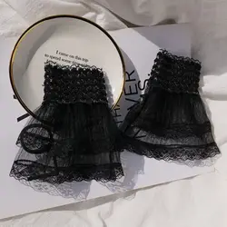 1 par de protección solar para cicatrices, suéter, guantes decorativos, manga falsa, volantes, manga hasta el codo, puños de encaje, puños de manga desmontable