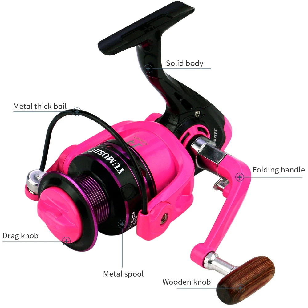 Ghotda Pink Fly Fishing Reel 2000-7000Series High Speed 5.2:1 Ratio Spinning Fishing Reel All Metal Spool Fishing Reel - imagen 5