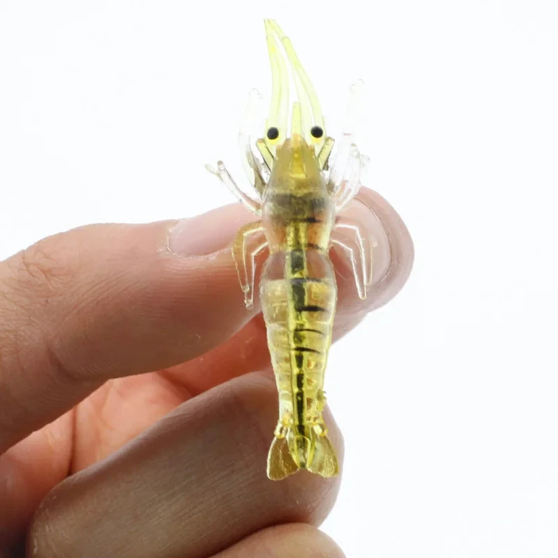 20 piezas Isca Artificial suave camarón señuelo gusano para cebo de pesca 1,3g/4cm gancho afilado Crankbait señuelos silicona Shone cebo de gambas - imagen 3