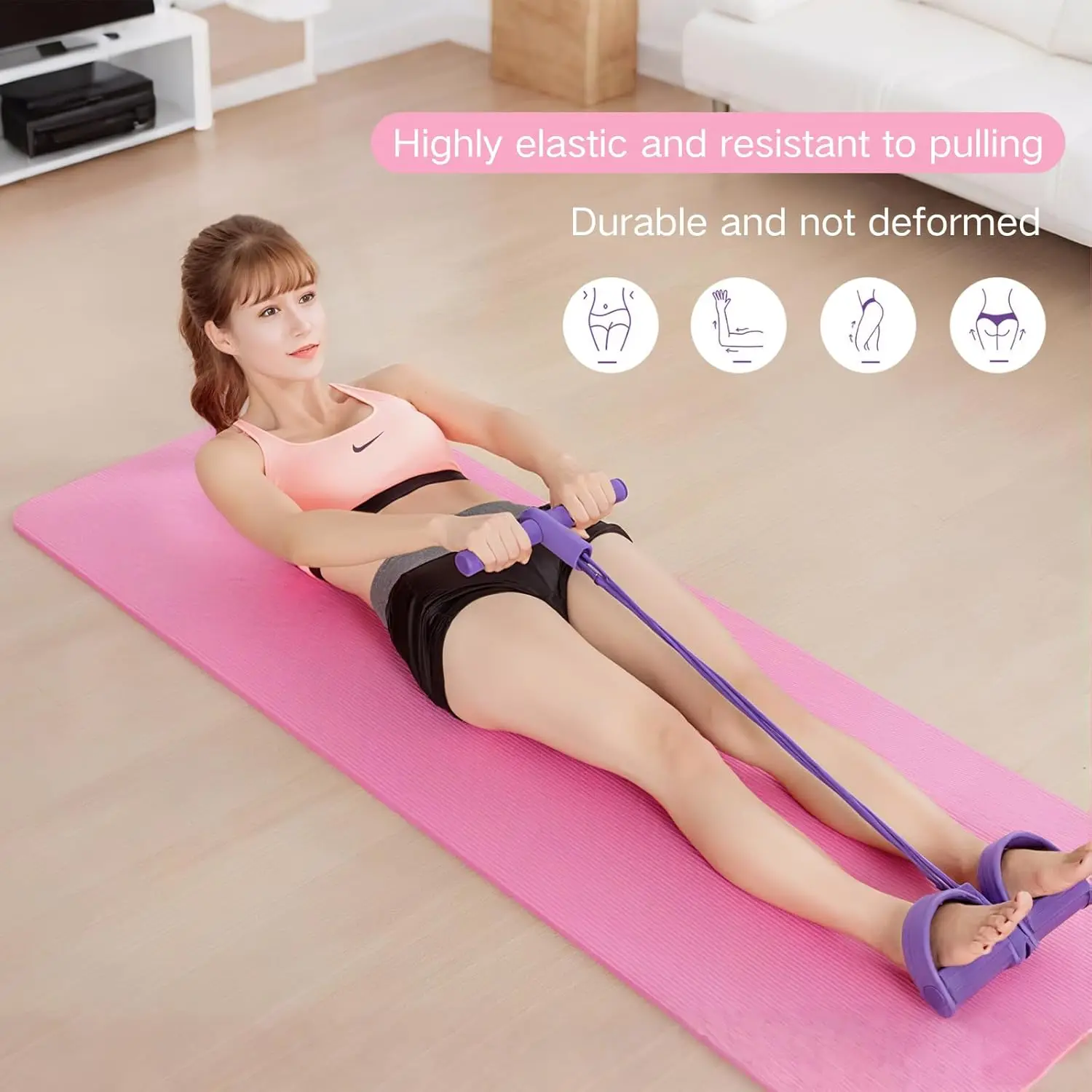 Tensor de Pedal de 4/6 tubos, equipo de Fitness multifuncional para el hogar, Yoga, fortalecimiento Abdominal, banda elástica, cuerda de tensión - imagen 4
