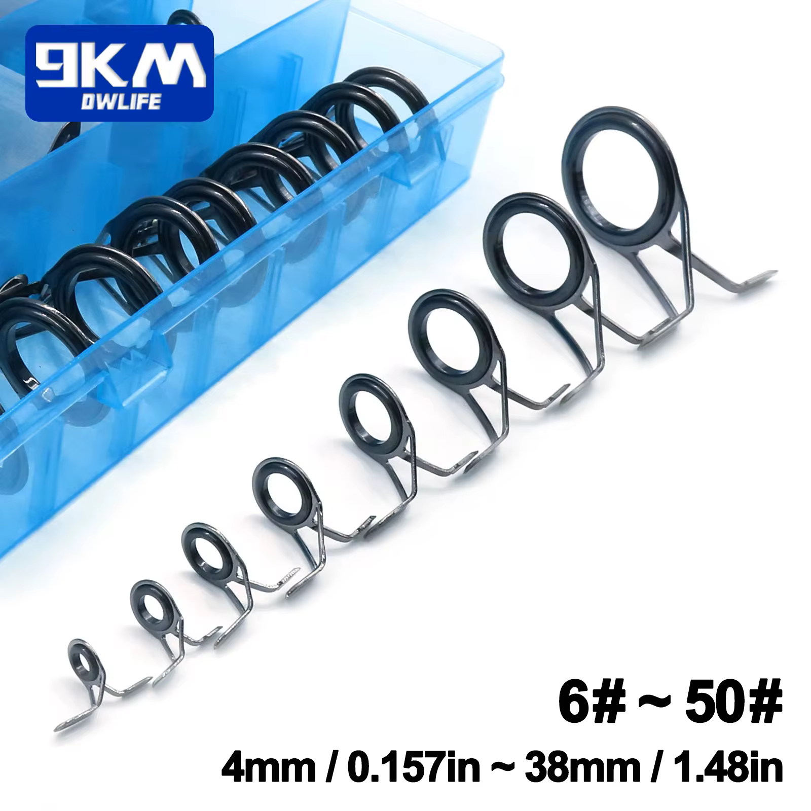 9KM Kit Guías Caña Giratoria Acero Inoxidable Anillo de Cerámica - imagen 4