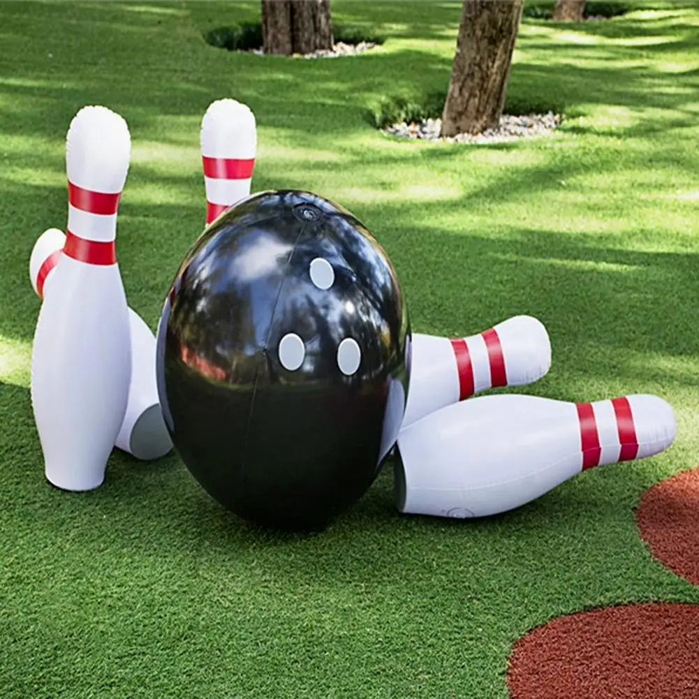 1 Juego de pelota de bolos inflable para niños, juego de patio de césped familiar, traje de bolos, pelota de juguete, deportes de interior y exterior, juguetes de bolos para bebés