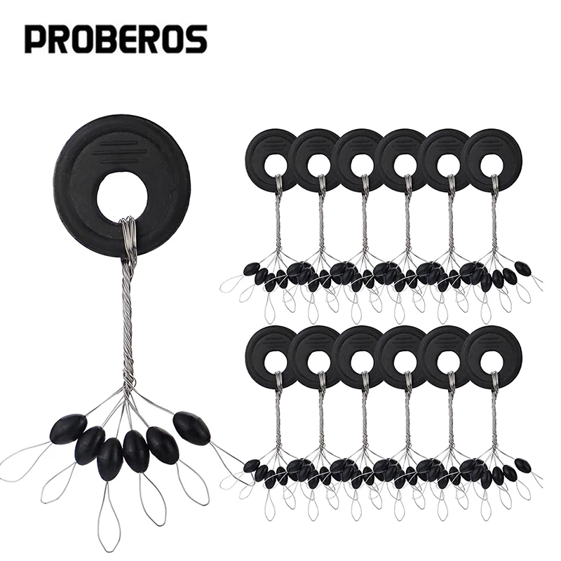PRO BEROS 60 uds 10Set de granos espaciales de goma negra tapón ovalado pesca Bobber flotador bagre Flotador flotador de pesca Folat línea paradas