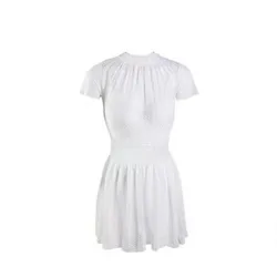 Traje de baño con falda de encaje hueco de malla, traje de baño transparente sin espalda para aguas termales, ropa de playa de manga corta con playa acolchada