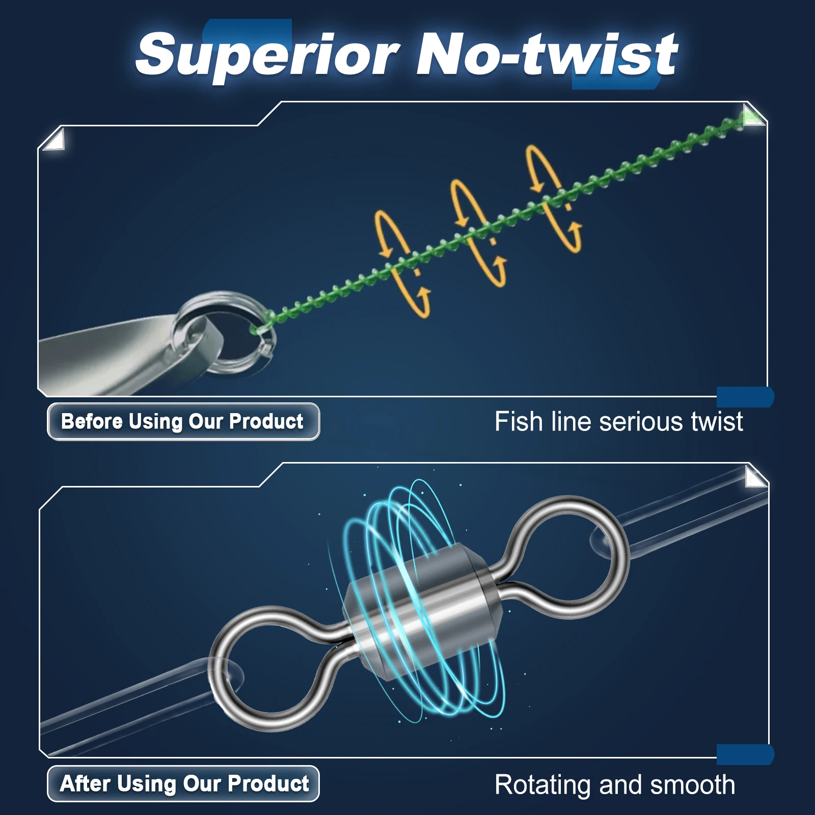Mosquetón giratorio acerado snap – Barrilete para pesca - imagen 4