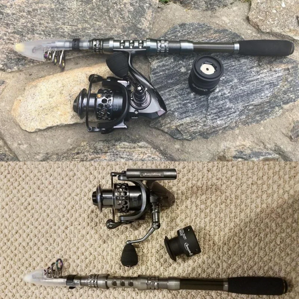 Sougayilang-caña de pescar giratoria de fibra de carbono, 1,8-3,3 m y carrete de pesca 13 + 1BB, Combo de caña de pescar telescópica, Kit de carrete giratorio - imagen 5