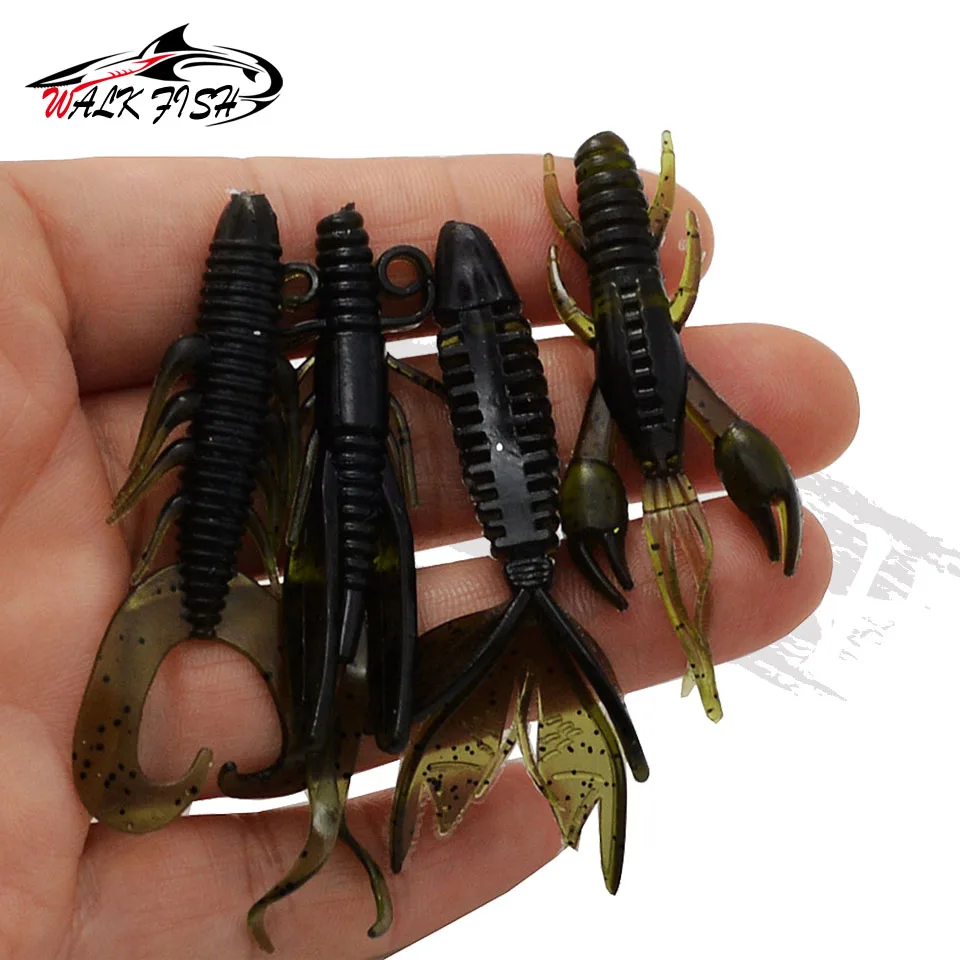 WALK FISH 4 unids/lote gusanos señuelo de pesca en forma de Wobblers conjuntos señuelo de camarones cebo de silicona Wobbler para curricán aparejos de pesca de lubina - imagen 5