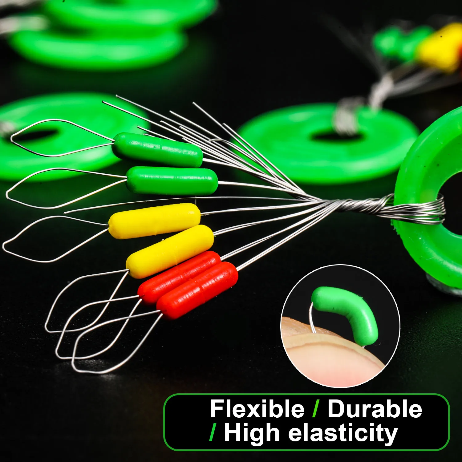 Sougayilang 100/600 piezas de goma de pesca cilíndrica, flotador de pesca de frijol espacial colorido, corcho de pesca, 6 uds./grupo de frijoles flotantes de pesca - imagen 4