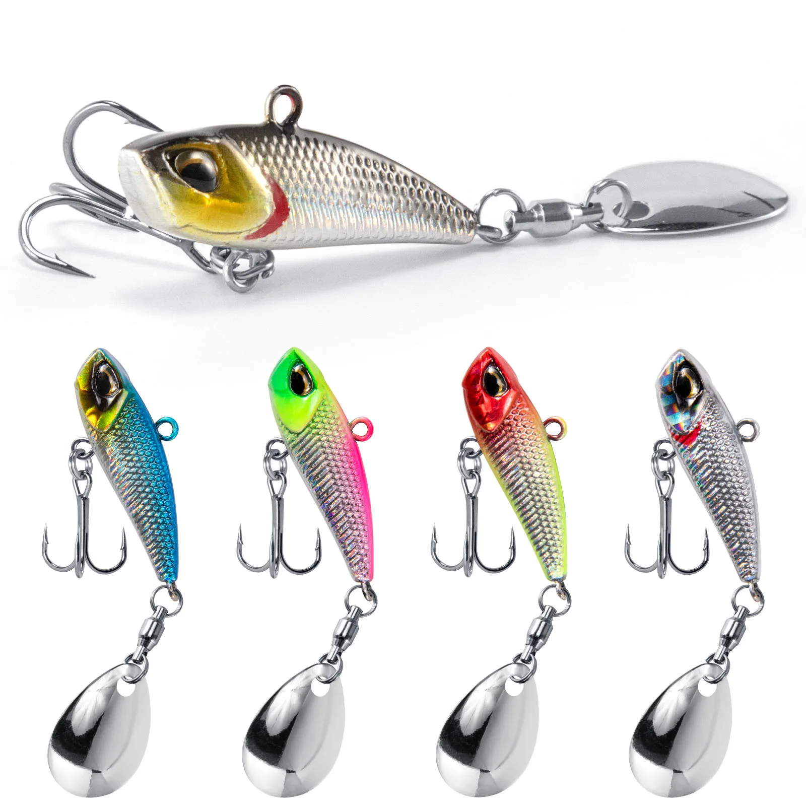 Señuelo de pesca de hoja Vib de Metal, 5 piezas, 7g, 15g, Spinner Blade, Lipless Crankbait, señuelo vibratorio de hundimiento, lubina, Walleye Crappie