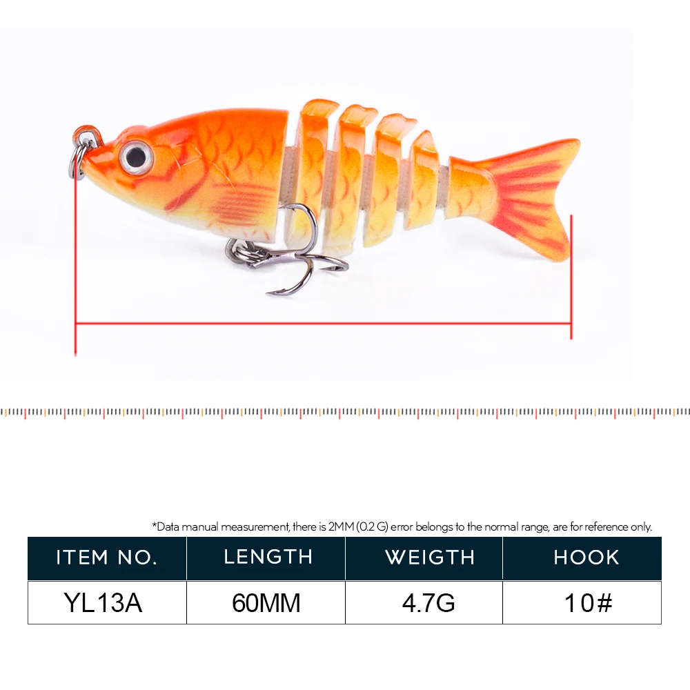Mini señuelo de pesca Artificial con múltiples articulaciones, 6cm/4,7g, Wobbler, Swimbait, Crankbaits realistas, cebo duro, herramientas de pesca