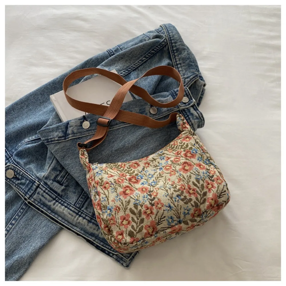 Bolso cruzado vintage informal con textura en forma de media luna, bolso de mensajero con patrón impreso para mujer - imagen 5