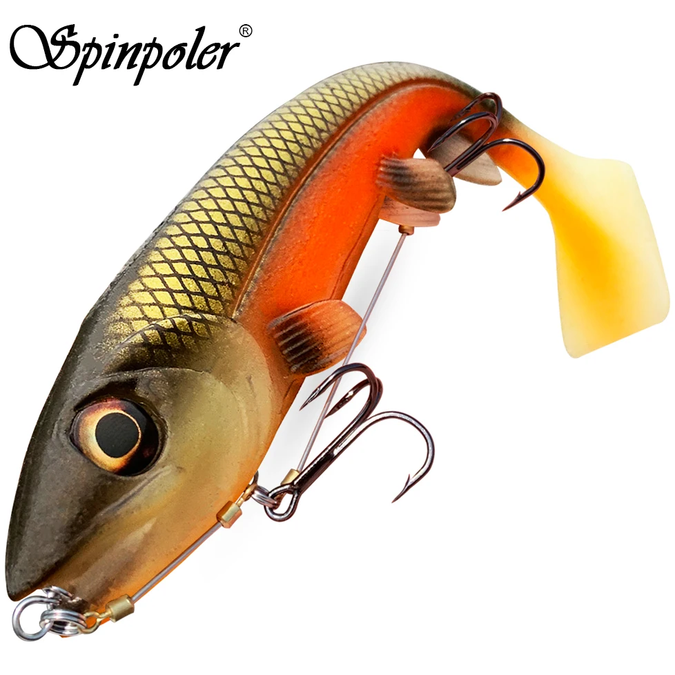 Señuelo de pesca suave Spinpoler con anzuelo de aparejo Stinger Shad Bait14cm/18cm cola de paleta cuadrada pez de goma de plástico realista para Lucio - imagen 2