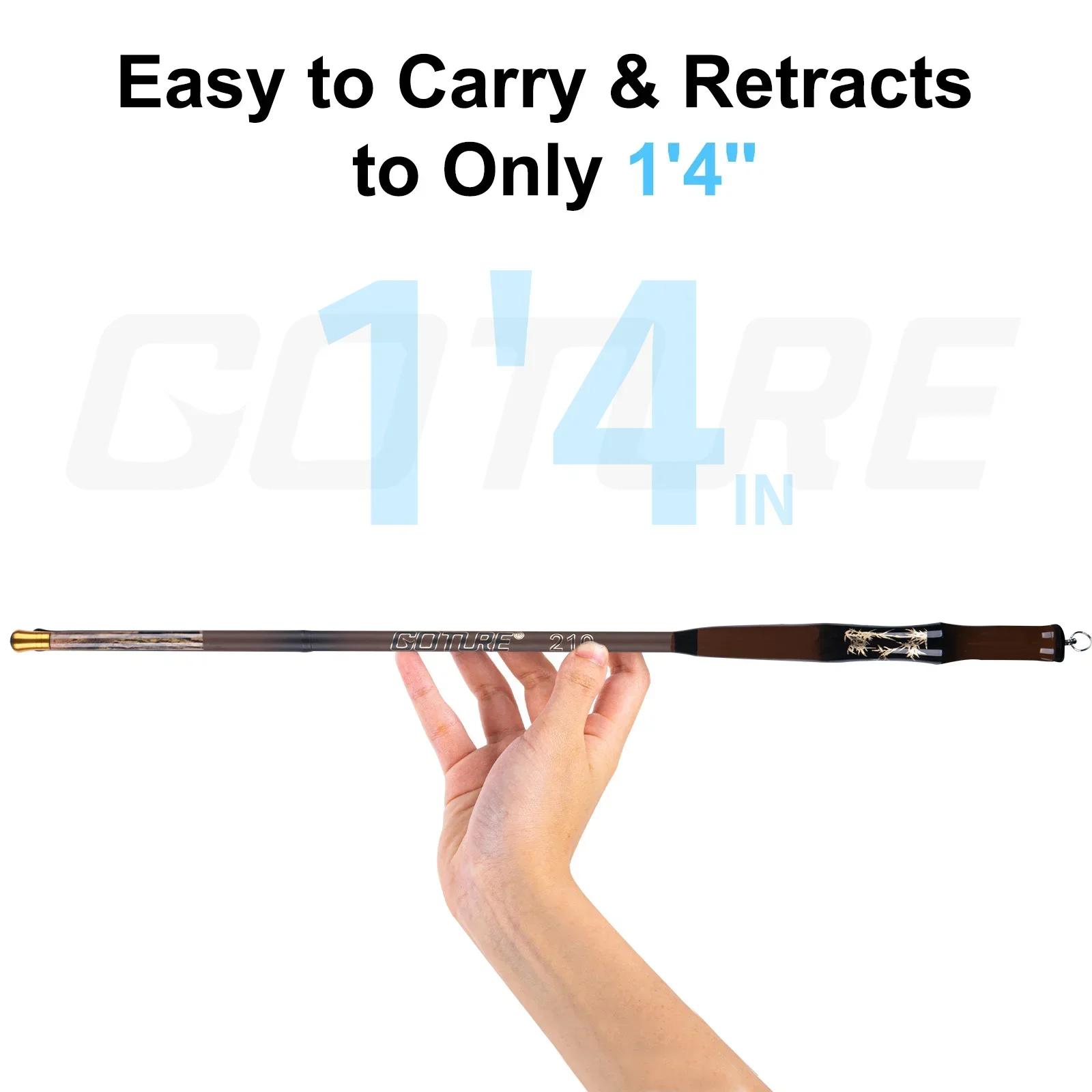 Goture-Mini caña de pescar telescópica de bolsillo, 1,8 m-5,4 m, portátil, ultraligera, con mango pequeño, para Stream River Dike Lake, marrón oscuro - imagen 5