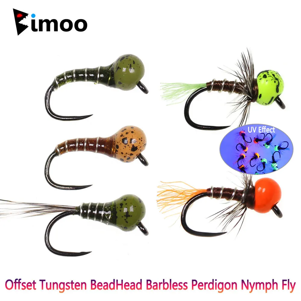 Bimoo 6PCS # Señuelo de pesca de trucha, cebo de insecto húmedo de hundimiento rápido, cabeza de cuentas de tungsteno compensada o UV, sin púas, Perdigon Ninfa, 20 - imagen 2