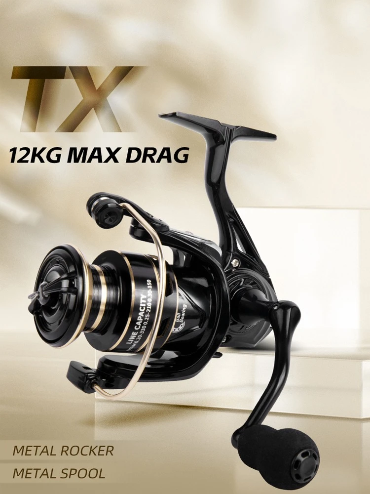 Mango profesional ultraligero de EVA de 1000 ~ 7000, carrete de Metal CNC de arrastre máximo de 8-12kg, carrete de pesca giratorio, agua dulce y salada