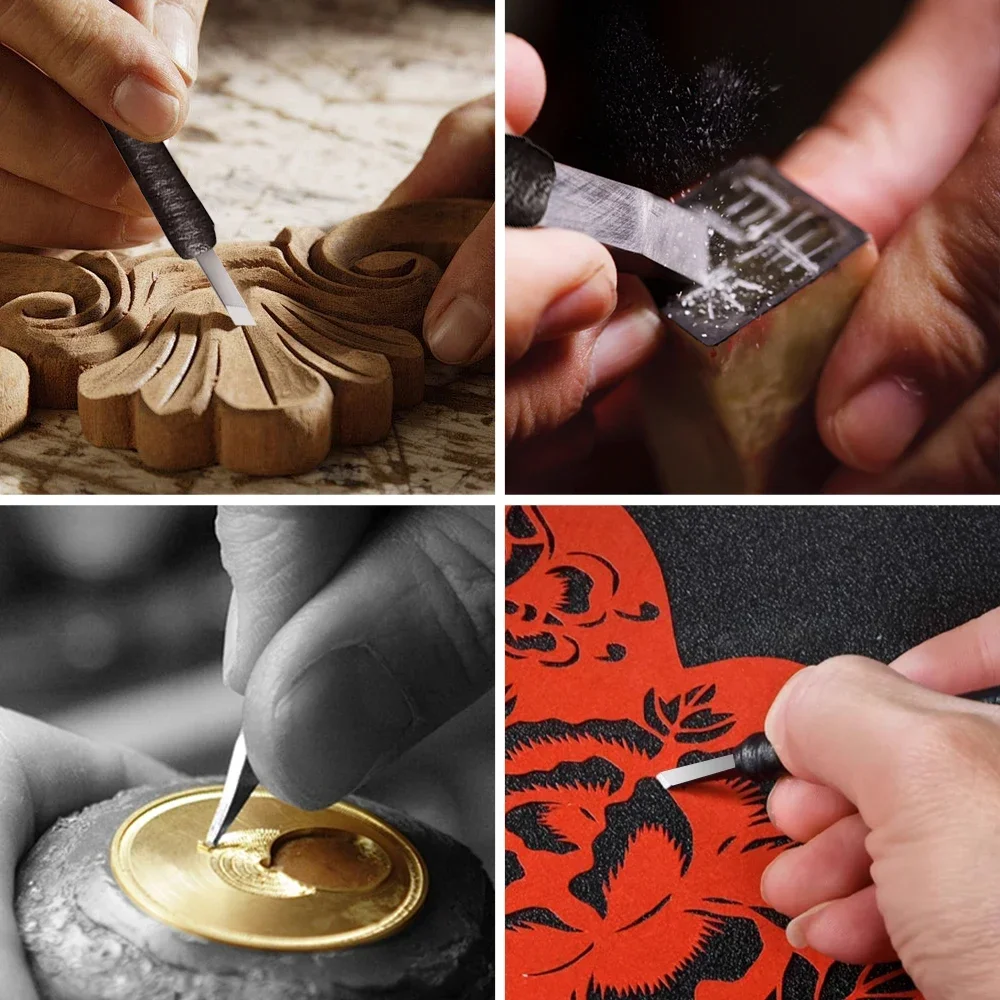 Juego de cinceles de grabado de acero de tungsteno de 8 piezas/10 piezas, adecuado para piedra/madera/metal, kit de cuchillas de corte con sello de piedra duradero - imagen 2