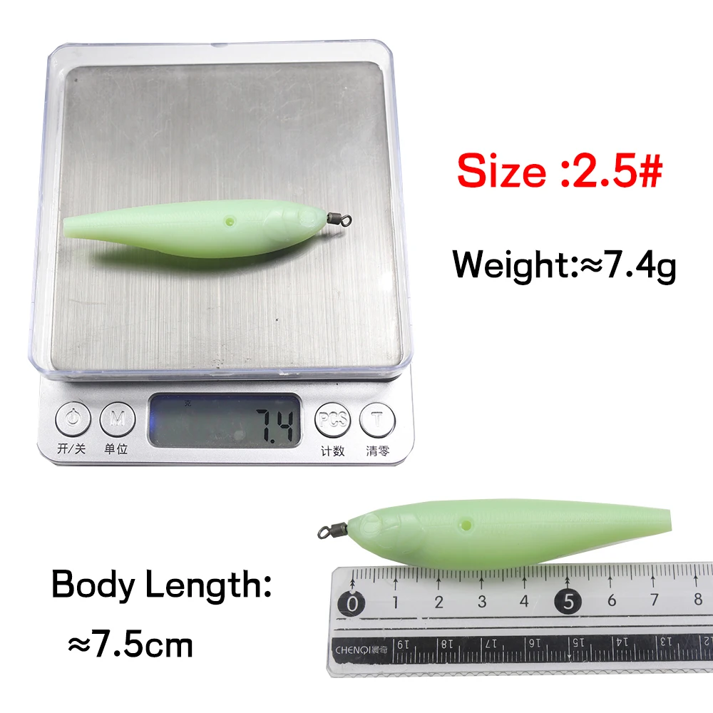 Elllv-señuelo de calamar para fabricación de camarones, cebo luminoso de madera, Material en bruto, bricolaje, 2,5 #, 20 piezas - imagen 5