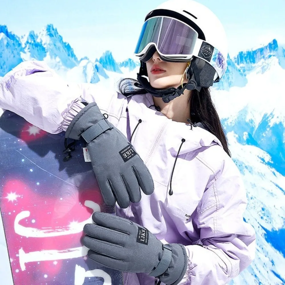 Guantes cálidos de invierno para Snowboard, guantes de lana impermeables a prueba de viento, dedos completos, guantes blancos térmicos antideslizantes para deportes al aire libre - imagen 5