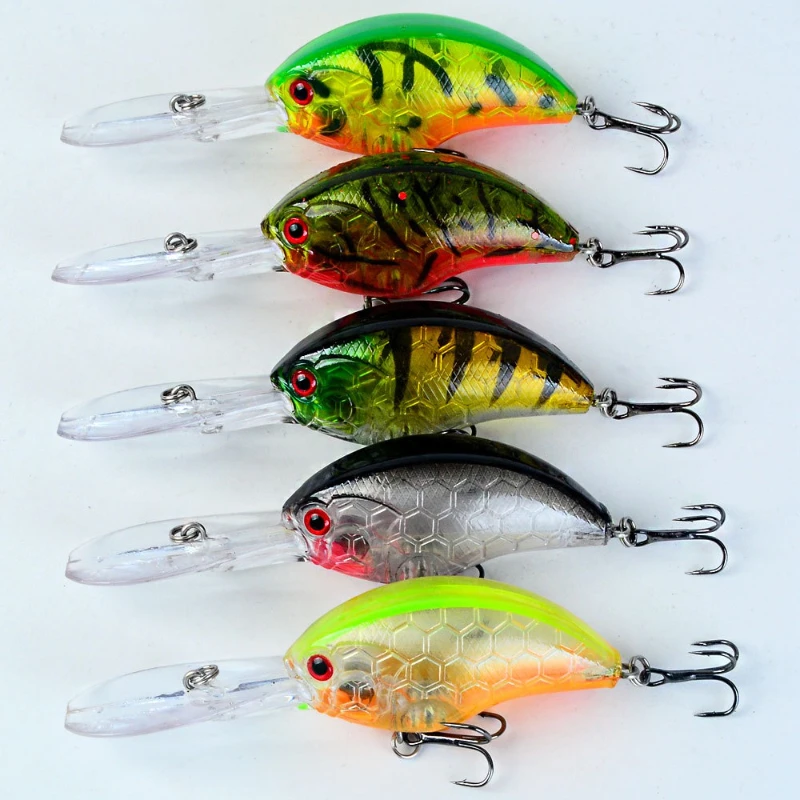 5 uds Crankbait flotante 9,5 cm 12g, señuelo de pesca duro de buceo profundo Wobbling para trucha lubina, aparejos de pesca con cebo con labios - imagen 4