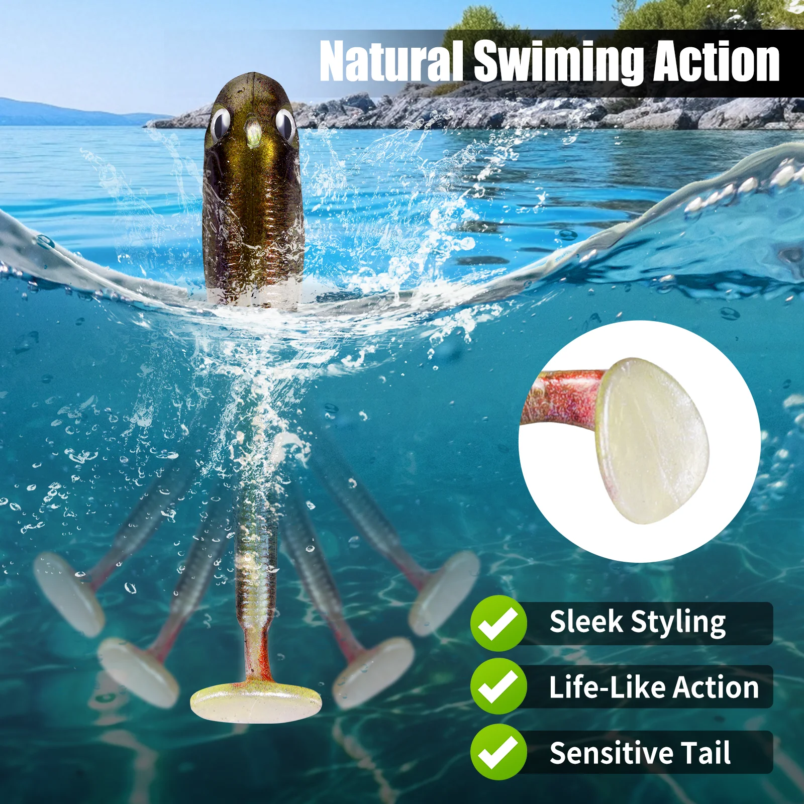 9KM 6 uds Swimbaits pesca juego de señuelos blandos con cabeza de anzuelo señuelo de pesca de silicona de agua salada - imagen 3