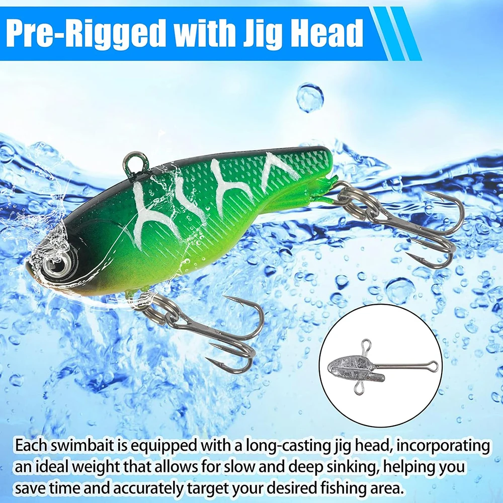 Señuelos de Pesca blandos preequipados, cebos de natación para pesca de lubina, Jig Heads Shad, Swimbaits suaves, lubina, trucha, Walleye, 25 piezas - imagen 3