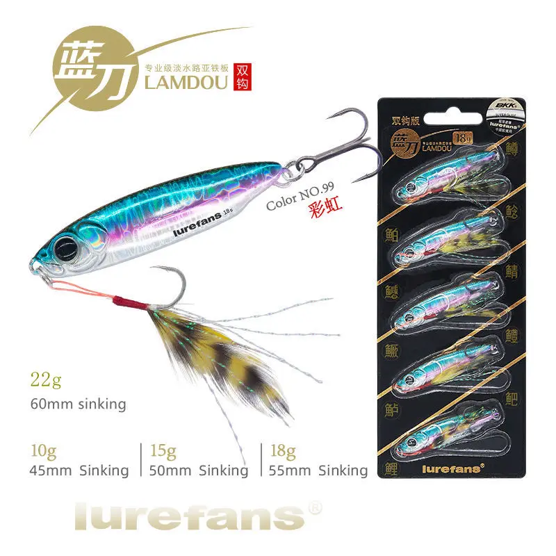 Lurefans Landao-Placa de hierro de agua dulce, 5 piezas, plantilla de Metal, pesca, Lure7/10/15/18/22g, lentejuelas de tiro largo, cebo duro Jigging - imagen 4