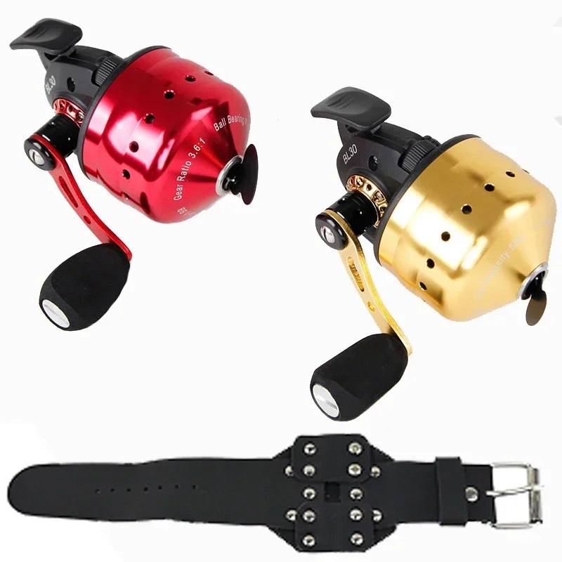 Carrete cerrado BL30 pesca 4 + 1BB 3,6:1 relación de engranaje tirachinas rueda de Metal cerrada arco al aire libre caza pesca con línea de PE 45M - imagen 5