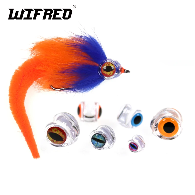 Wifreo 10PCS Clear Fluoro Epoxy Fish Mask Streamer Saltwater Flies Fly Tying Material Included Luminous Holographic 3D Fisheyes